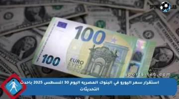 استقرار سعر اليورو في البنوك المصرية اليوم 30 أغسطس 2025 بأحدث التحديثات